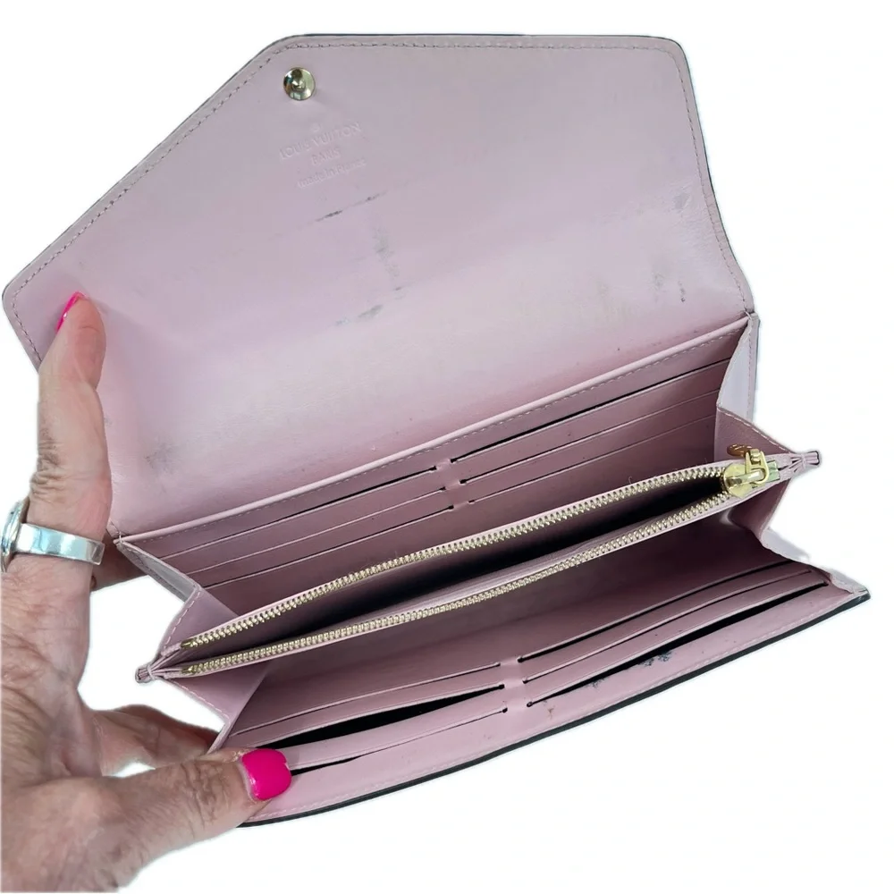 Louis Vuitton Monogram Vernis Portefeuille Sarah Long Wallet Rose Pink Authentic